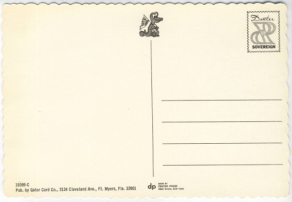 Backside of Greetings from Florida Dexter Press Postcard